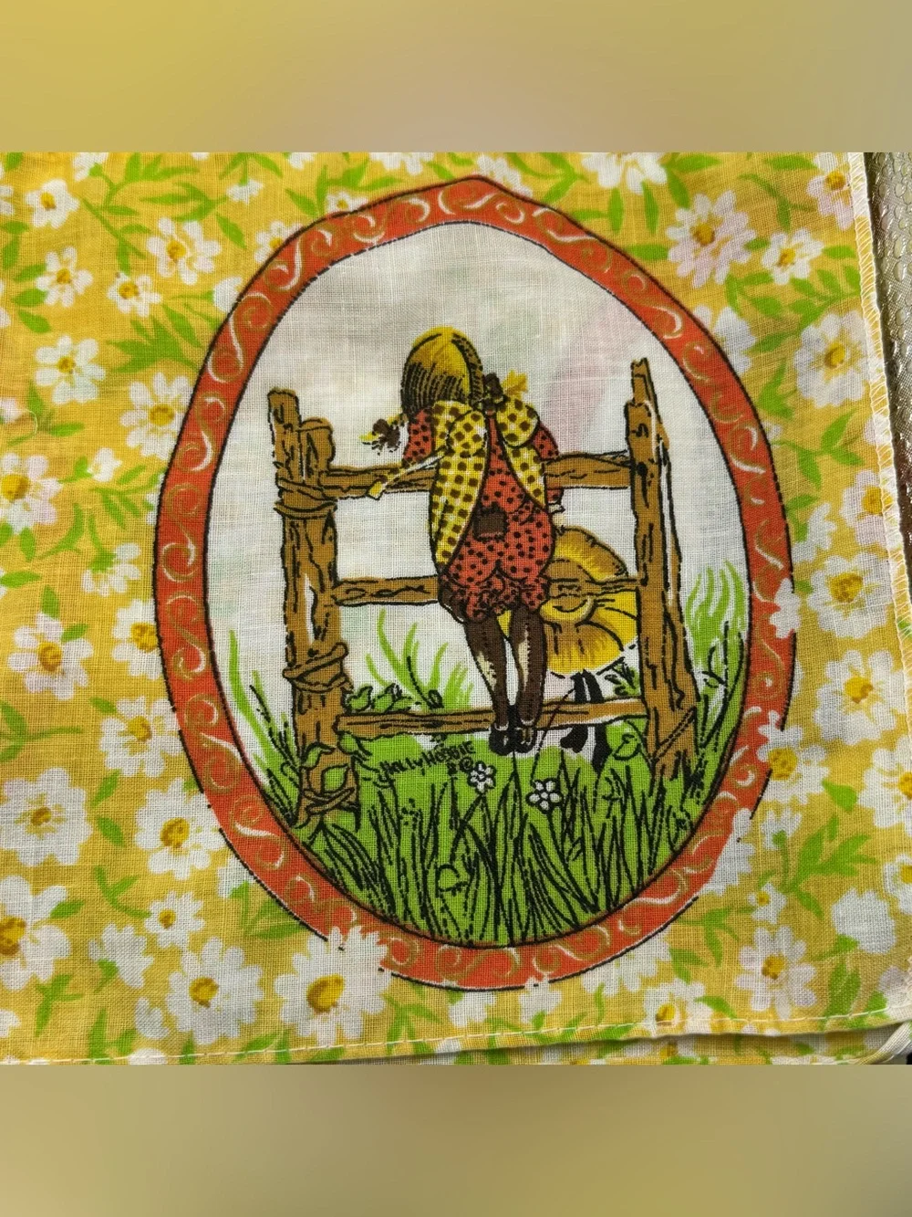 Vintage Holly Hobbie Handmade window valance Panels Pair Daisy Floral 64.5” Long